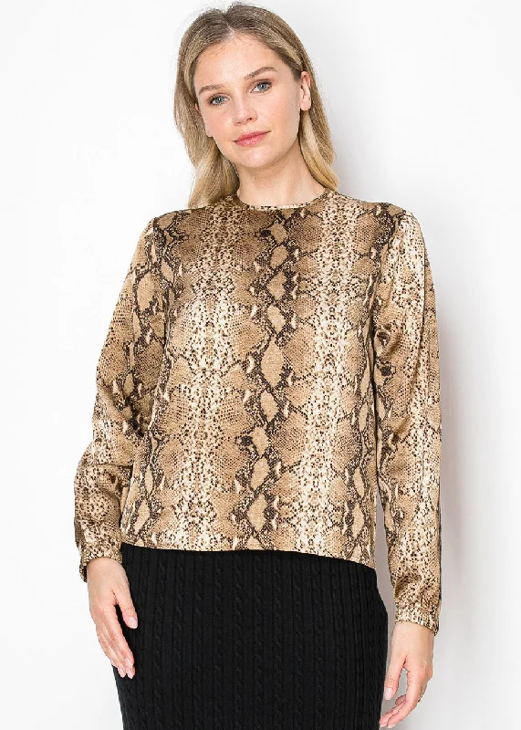 Stylish Outerwear Clothing For Women Snake Print Long-Sleeve Top