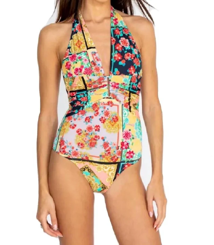 Women's Elegant Apparel Japer Plunge One Piece Swimsuit In Multi