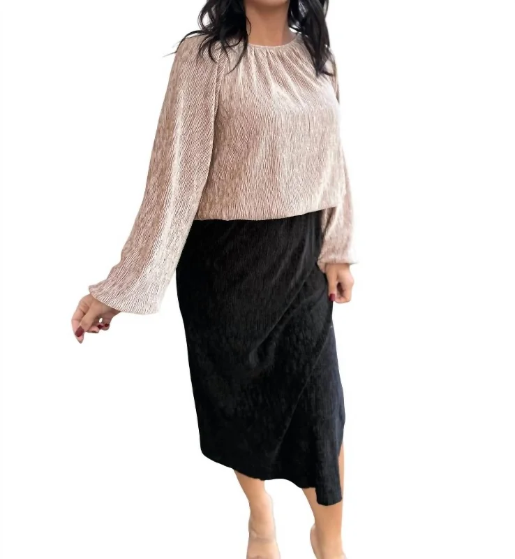 Women's Urban Clothing Textured Knit Midi Skirt In Black