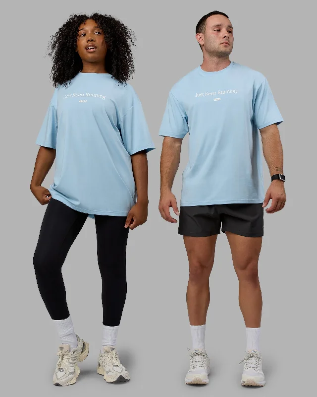 Women's Tops And Clothing Unisex Just Keep Running FLXCotton Tee Oversize - Glacial Blue-Off White