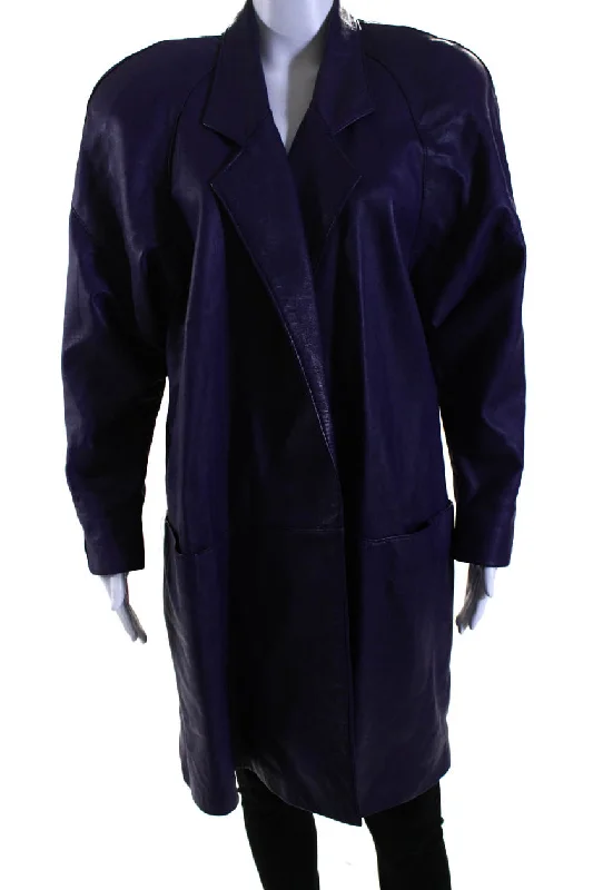 Clothes Sales Giovinezza Moda By Rocco Womens Leather Wrap Coat Grape Purple