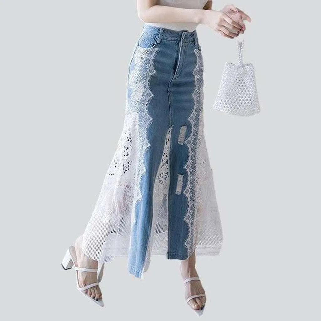 Elegant Clothing For Women Long skirt decorated with lace