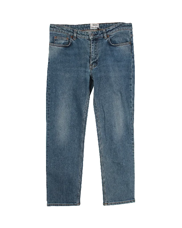 Women's Functional Outfit For Outdoor Activities Acne Studios Row Straight Cut Jeans in Blue Cotton Denim