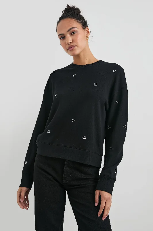 End Of Season Sale Clothing RAMONA SWEATSHIRT - BLACK SILVER STAR EMBROIDERY