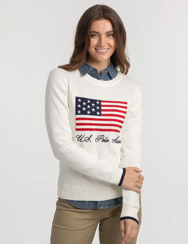 Women's Elegant Clothes FLAG CREW NECK SWEATER