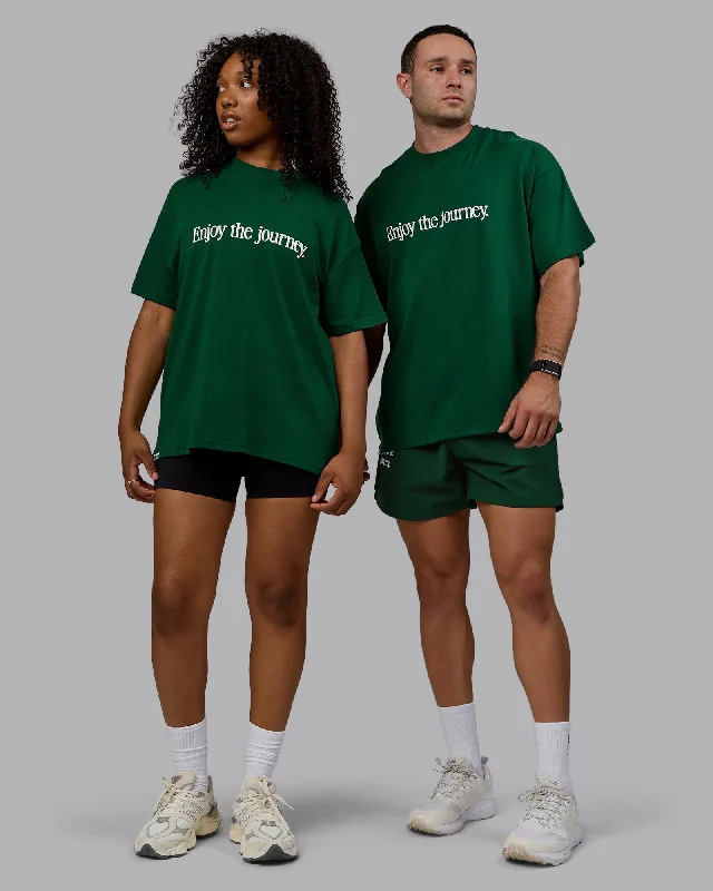 Tailored Clothing For Women Unisex Enjoy The Journey Heavyweight Tee Oversize - Deep Emerald-Off-White