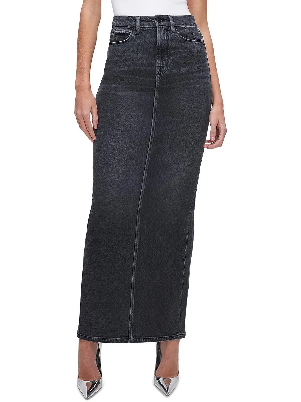 Women's Work Outfit Womens High Rise Denim Maxi Skirt