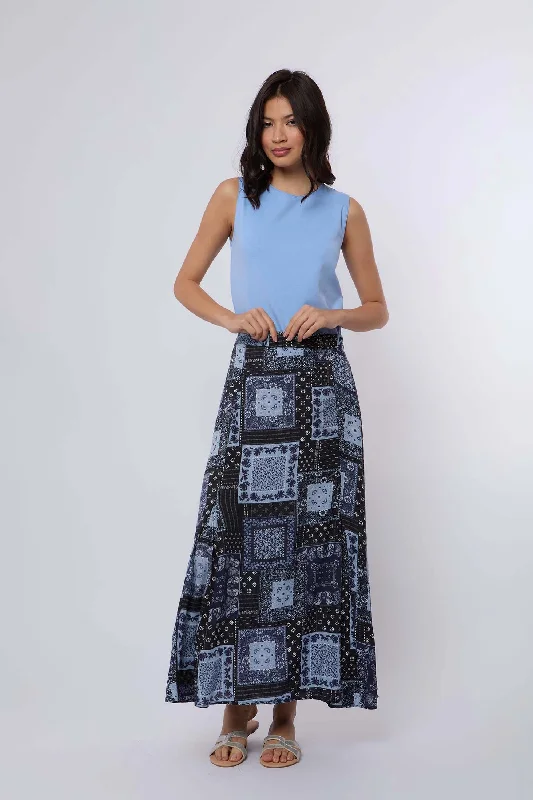 Chic Clothes For Women Women Skirt Maxi Half Circle Blue