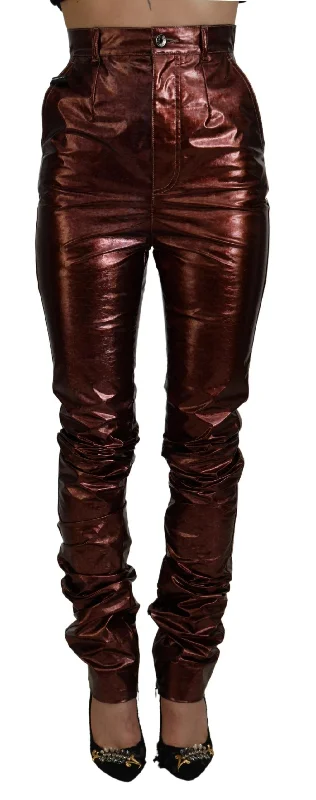 Women's Chic Outfit Dolce & Gabbana High Waist Skinny Jeans in Metallic Women's