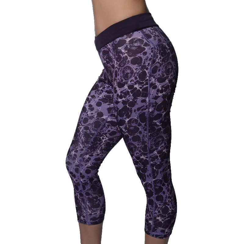 Women's Formal Wear More Mile Printed Capri Womens 3/4 Running Tights - Purple