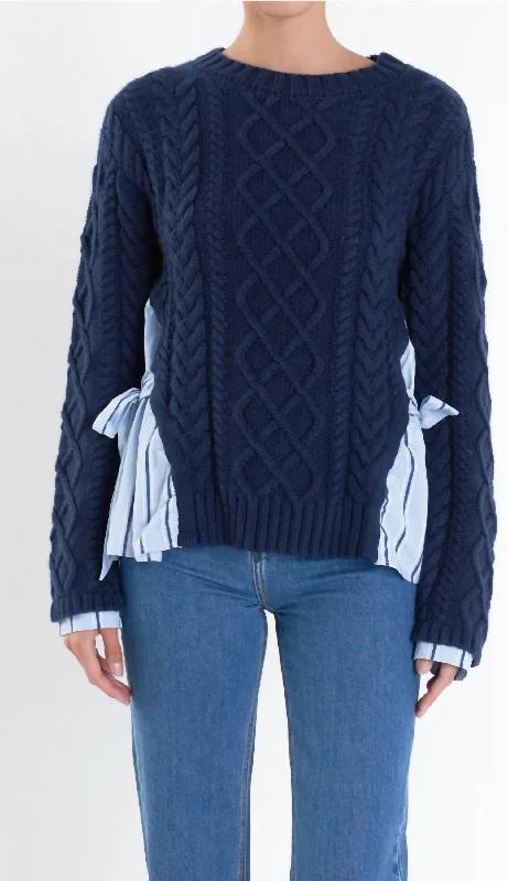 Women's Casual Clothing For Lounging Mixed Media Sweater In Navy