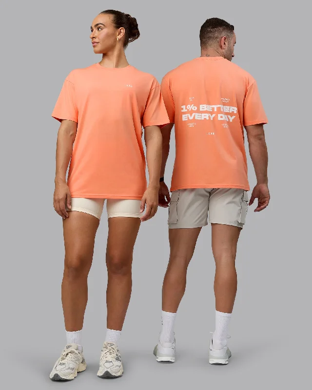 Big Sale Event Unisex 1% Better Value Series FLXCotton Tee Oversize - Mellow Peach-White