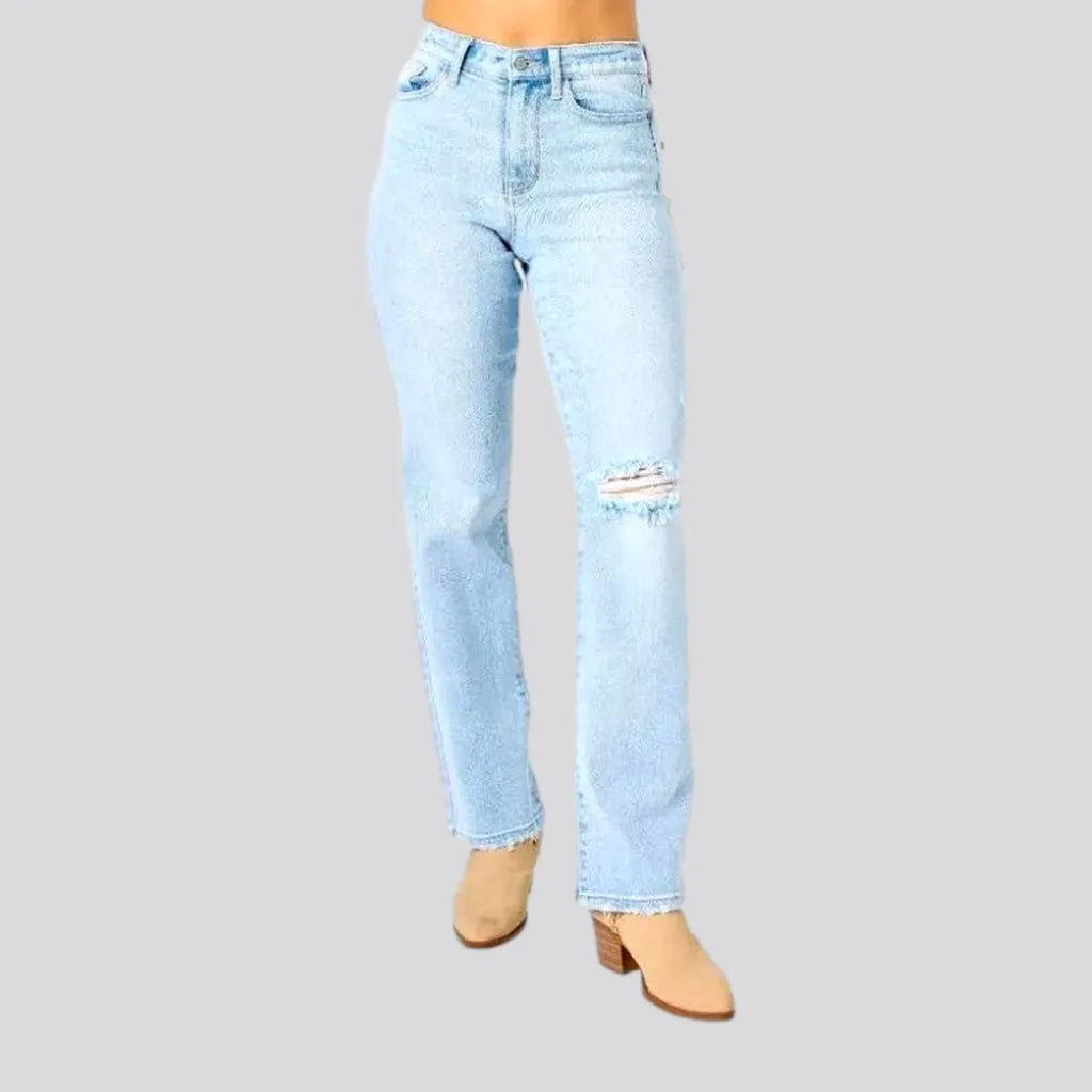 Comfortable Outfit For Women Straight distressed jeans
 for ladies