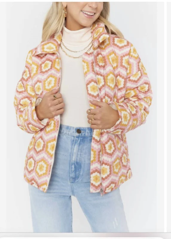 Affordable Women's Clothing Online Power Puffed Honeycomb Jacket In Honeycomb Daisy