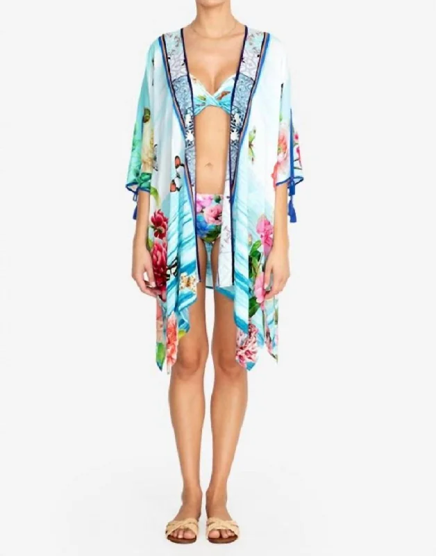 Classic Women's Apparel Costa Azul Short Kimono Cover Up In Multi