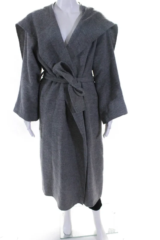 Women's Street Style Casual Wear The Row Womens Wool Cashmere Toba Wrap Coat Jacket Gray