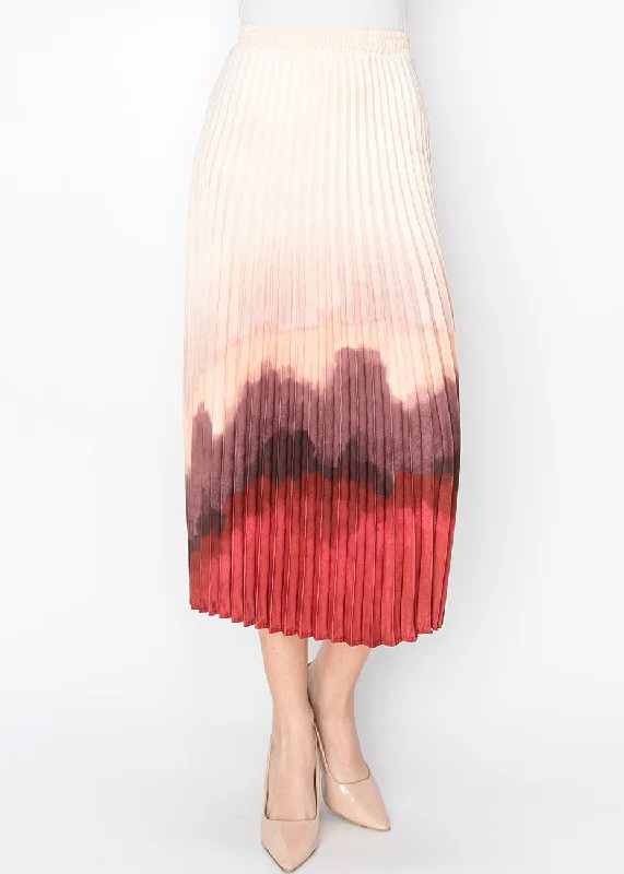 Women's Travel Attire Sunset Ombre Pleated Skirt