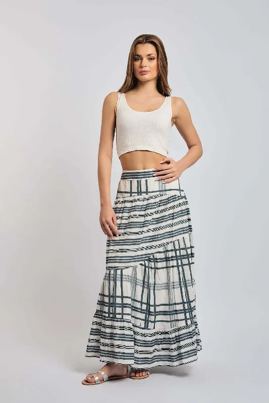 Women's Vacation Clothes Women Skirt Patch Striped Multicolor