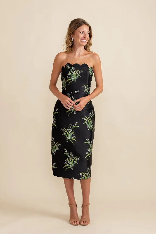 Clothes Woman Hayes Bodice with Straight Skirt Midi in Jacquard - Lily of the Valley