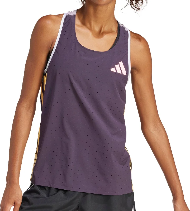 Women's Evening Wear Attire adidas Adizero Promo Womens Running Vest Tank Top - Purple