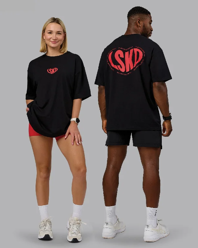 Clothing Online Unisex Love To Train FLXCotton Tee Oversize - Black-Scarlet