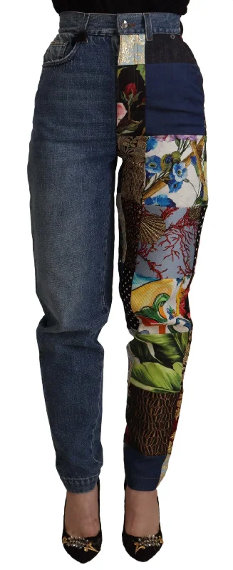 Women's Elegant Outfit Dolce & Gabbana Patchwork Jacquard  Relaxed Women's Jeans