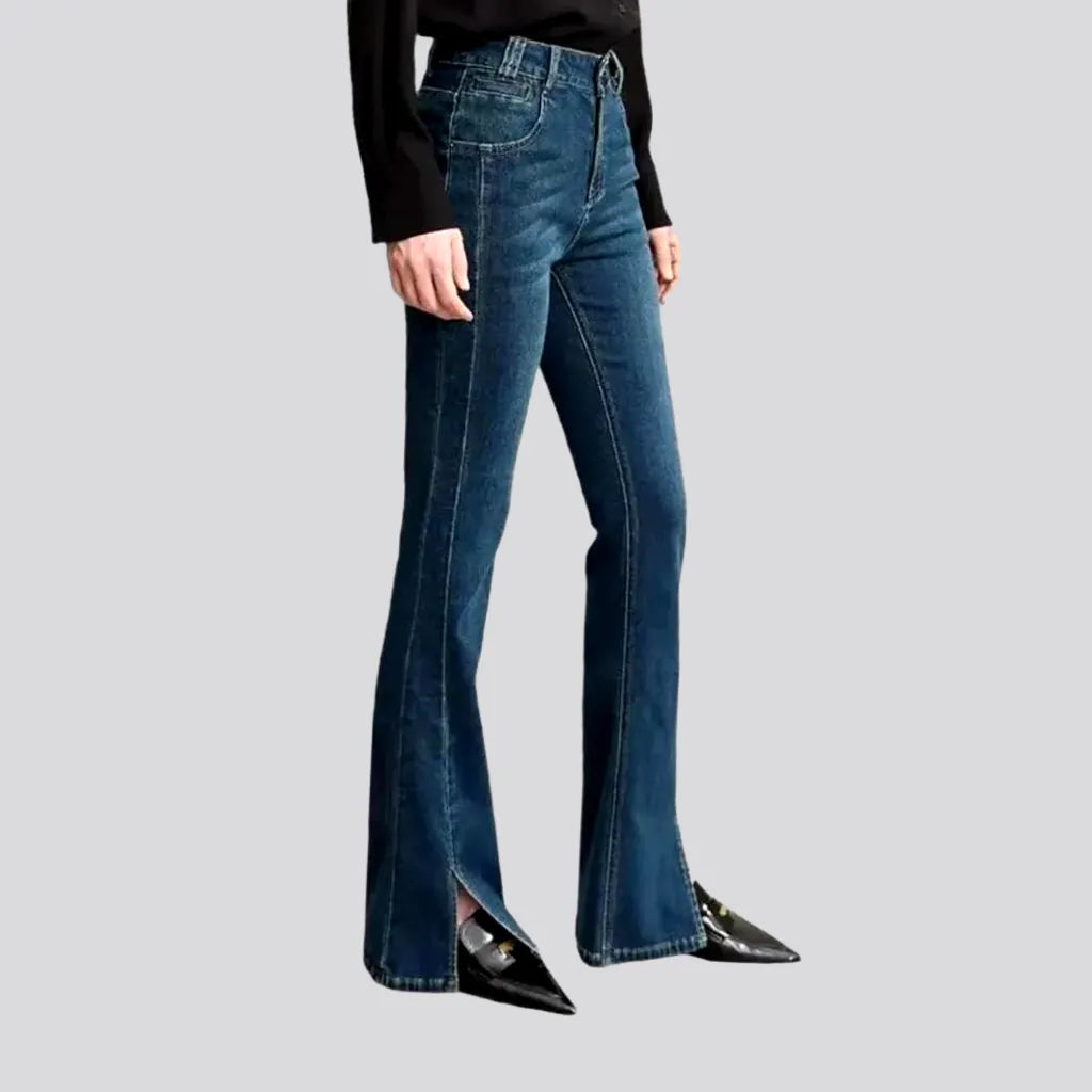 Women's Clothes For The Office Sanded stretchable flared jeans for women