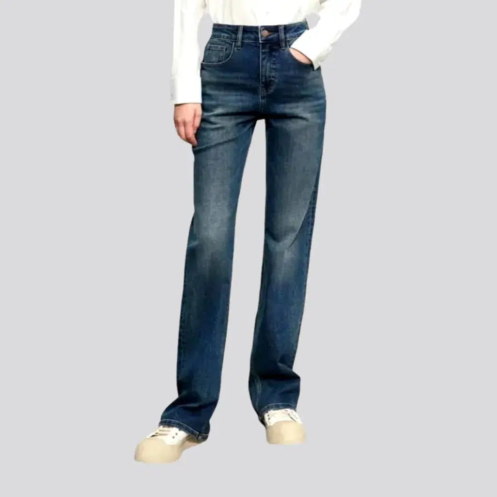 Casual Chic Women's Clothes Straight whiskered jeans