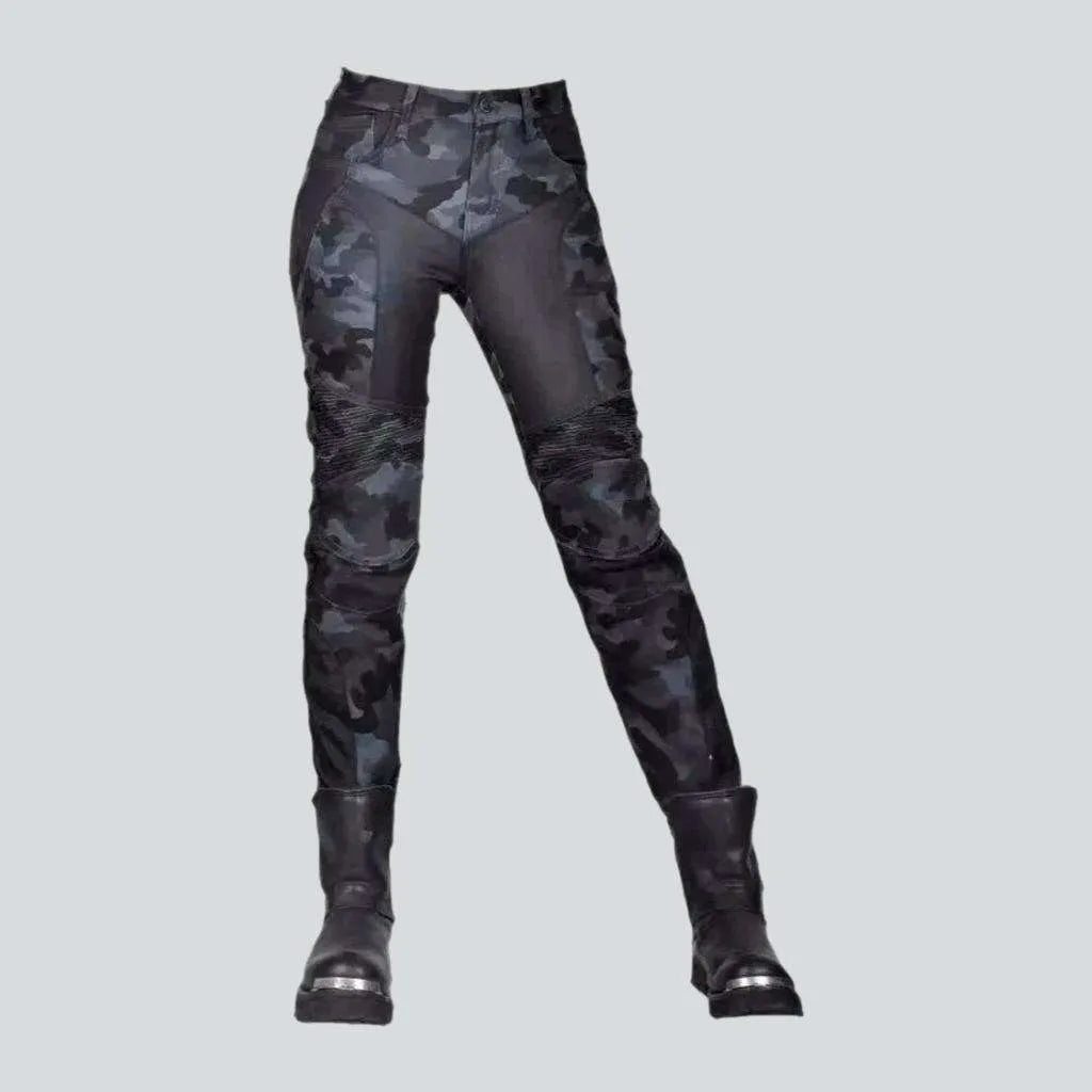 Affordable Women's Clothing Patchwork biker jeans
 for women