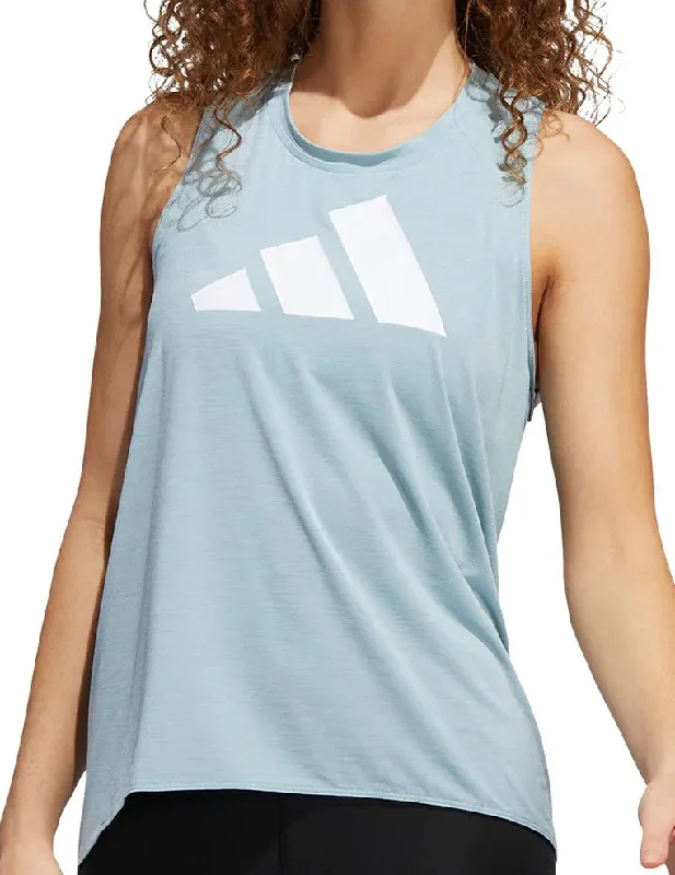 Women's Garments adidas 3 Stripes Bar Logo Womens Running Vest Tank Top - Grey