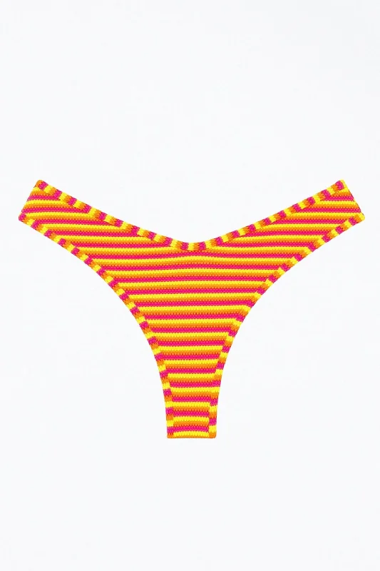 Women's Weekend Outfit Lulu High-Leg Bikini Bottom In Neon Stripe