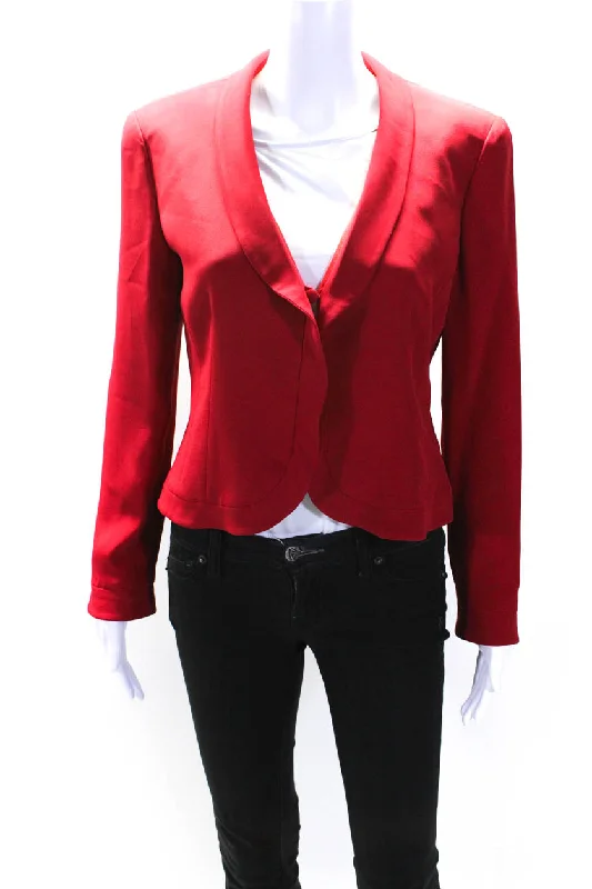 Versatile Women's Fashion Armani Collezioni Womens Lined Shawl Collar Button Down Jacket Red