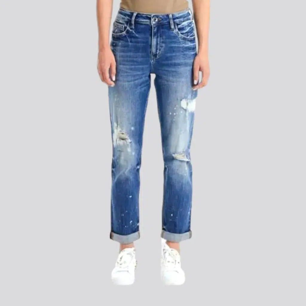 Classic Women's Apparel Highly-stretchy distressed jeans for ladies