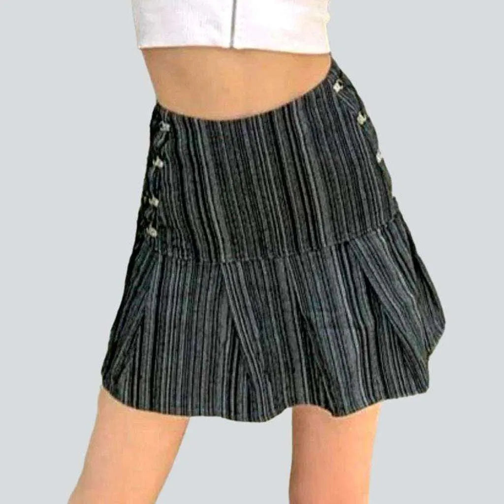 Sustainable Women's Clothes Striped skater denim skirt