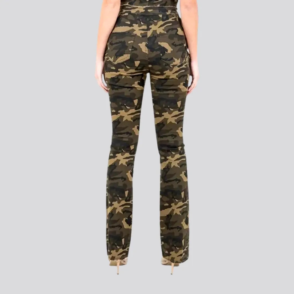 Workwear Fashion for Women Fashionable stretchable camouflage women's jeans