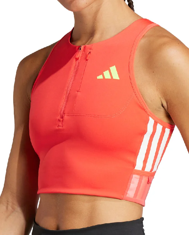 Affordable Women's Garments adidas Adizero Gel Pocket Womens Running Crop Top - Red