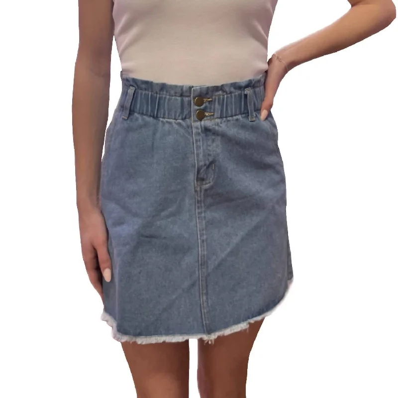 Fashionable Women's Casual Apparel Elastic High Waist Denim Skirt In Light