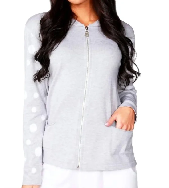 Chic Women's Clothing for Work and Travel Zip Bomber Jacket In Silver