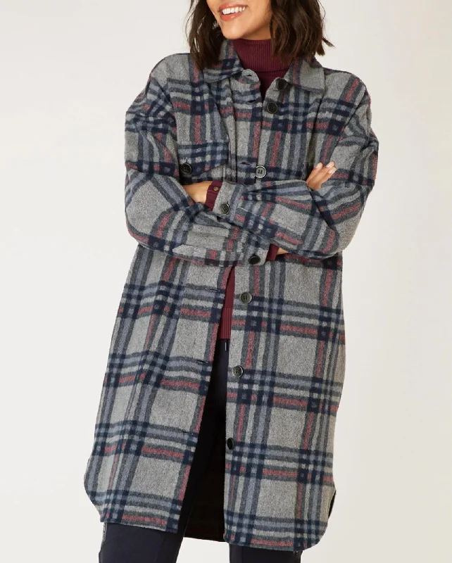 Exclusive Women's Fashion Collection Ally Oversized Checked Wool-Blend Coat In Dark Grey/multi