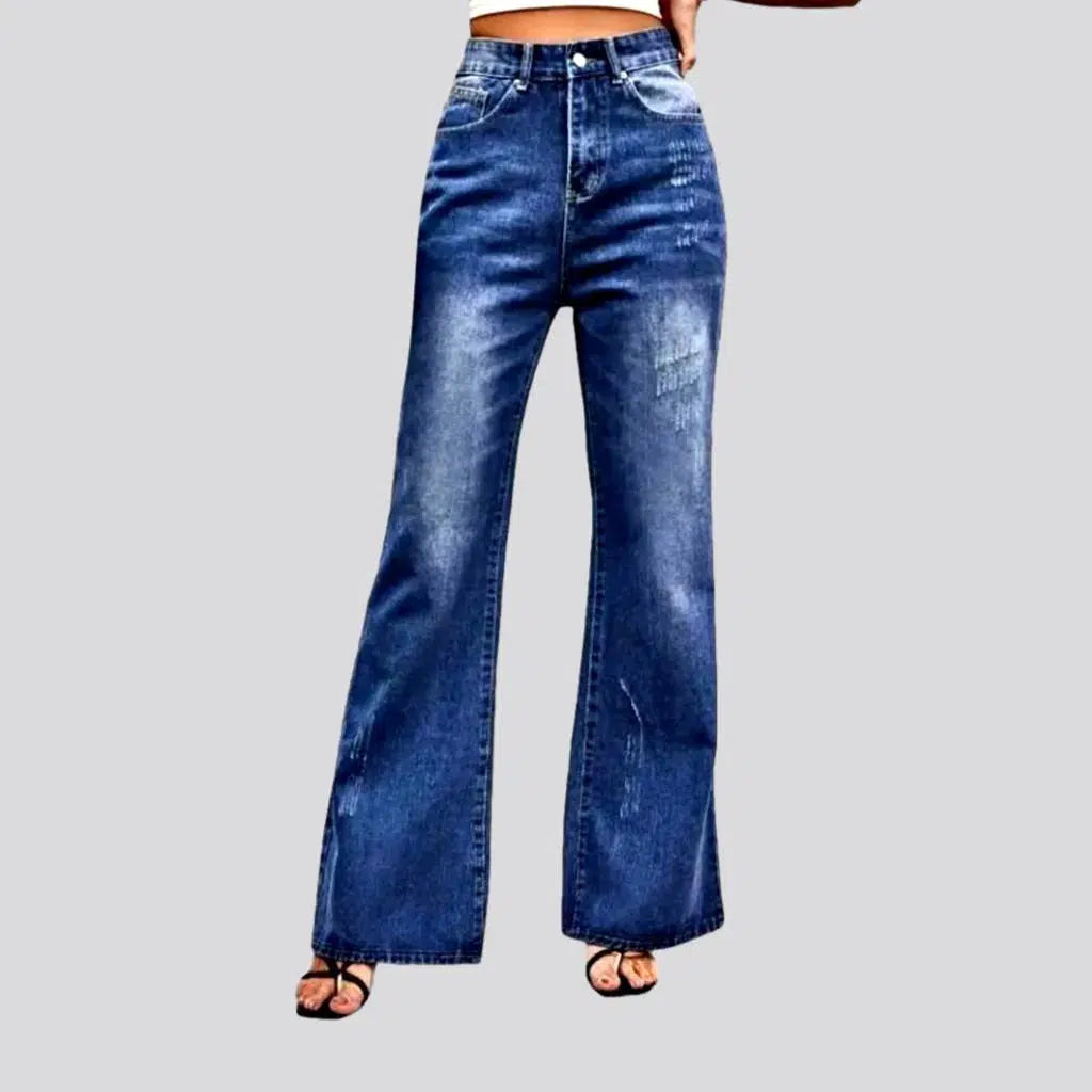 Women's Outerwear Apparel Flared street jeans
 for ladies