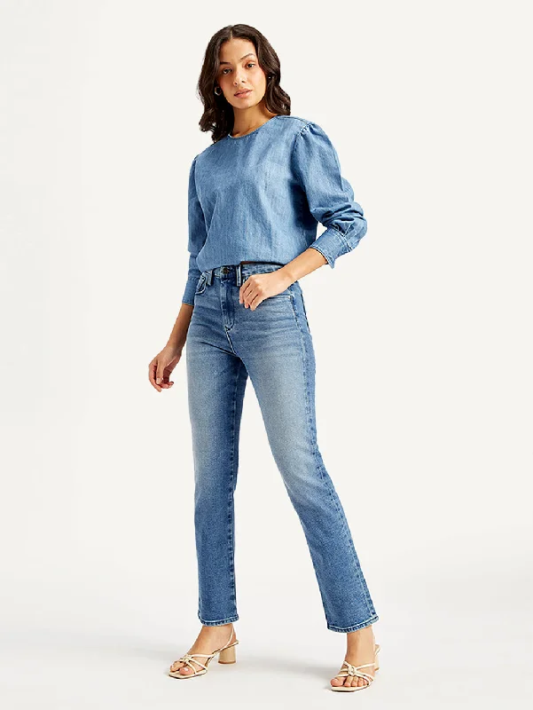 Women's Formal Event Outfit Women's High Rise 724 Slim Straight Fit Blue Jeans