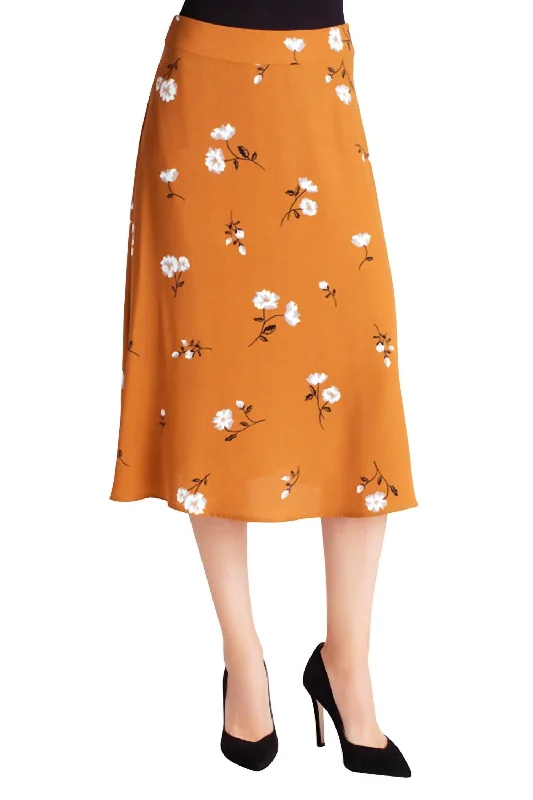 Women's Clothing Boutique Midi Woven Skirt In Mid-Century Floral