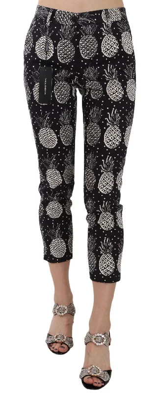 Women's Plus-Size Casual Outfit Dolce & Gabbana Chic  Pineapple Print Skinny Capri Women's Pants