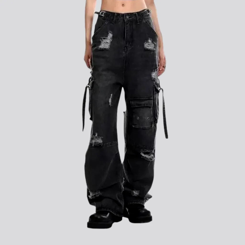 Affordable Women's Clothes Baggy distressed grunge jeans for ladies