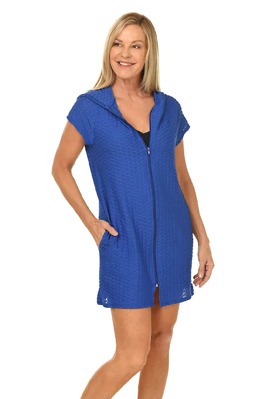 Elegant Women's Fashion Waffle Full-Zip Cover-Up