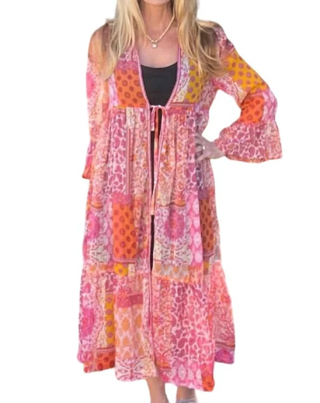 Women's Everyday Clothes Lurex Metallic Kimono In Pink Mix