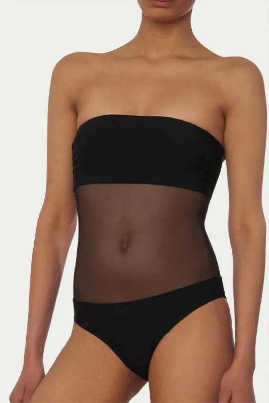 Affordable Luxury Women's Garments Mesh-Paneled Bandeau Swimsuit In Black