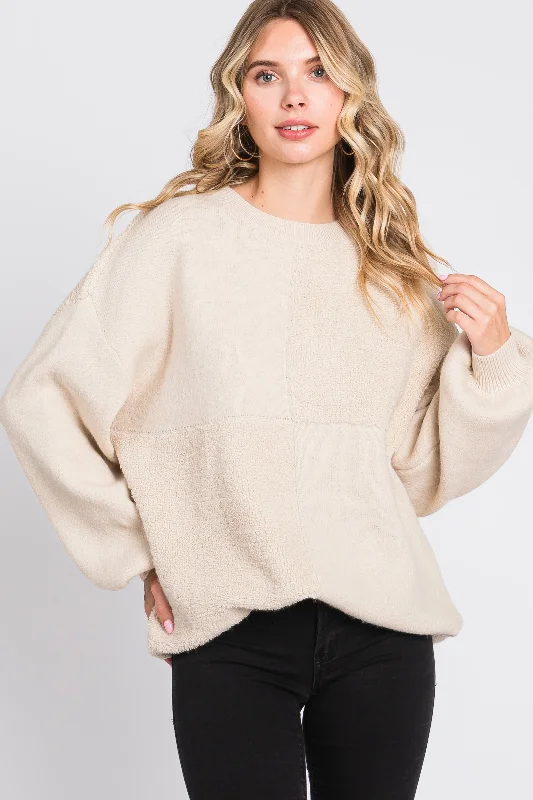 Casual Clothes For Women Cream Textured Checker Sweater