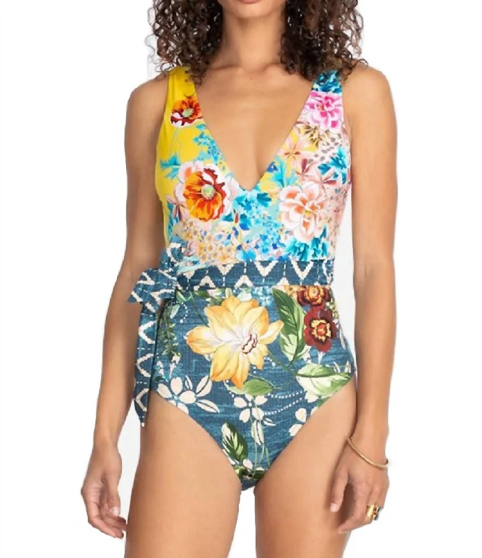 Women's Stylish Professional Apparel Nessa Tie Front One Piece In Multi