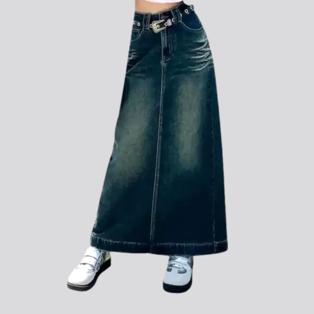 Women's Evening Clothes Maxi creased stylish jean skirt